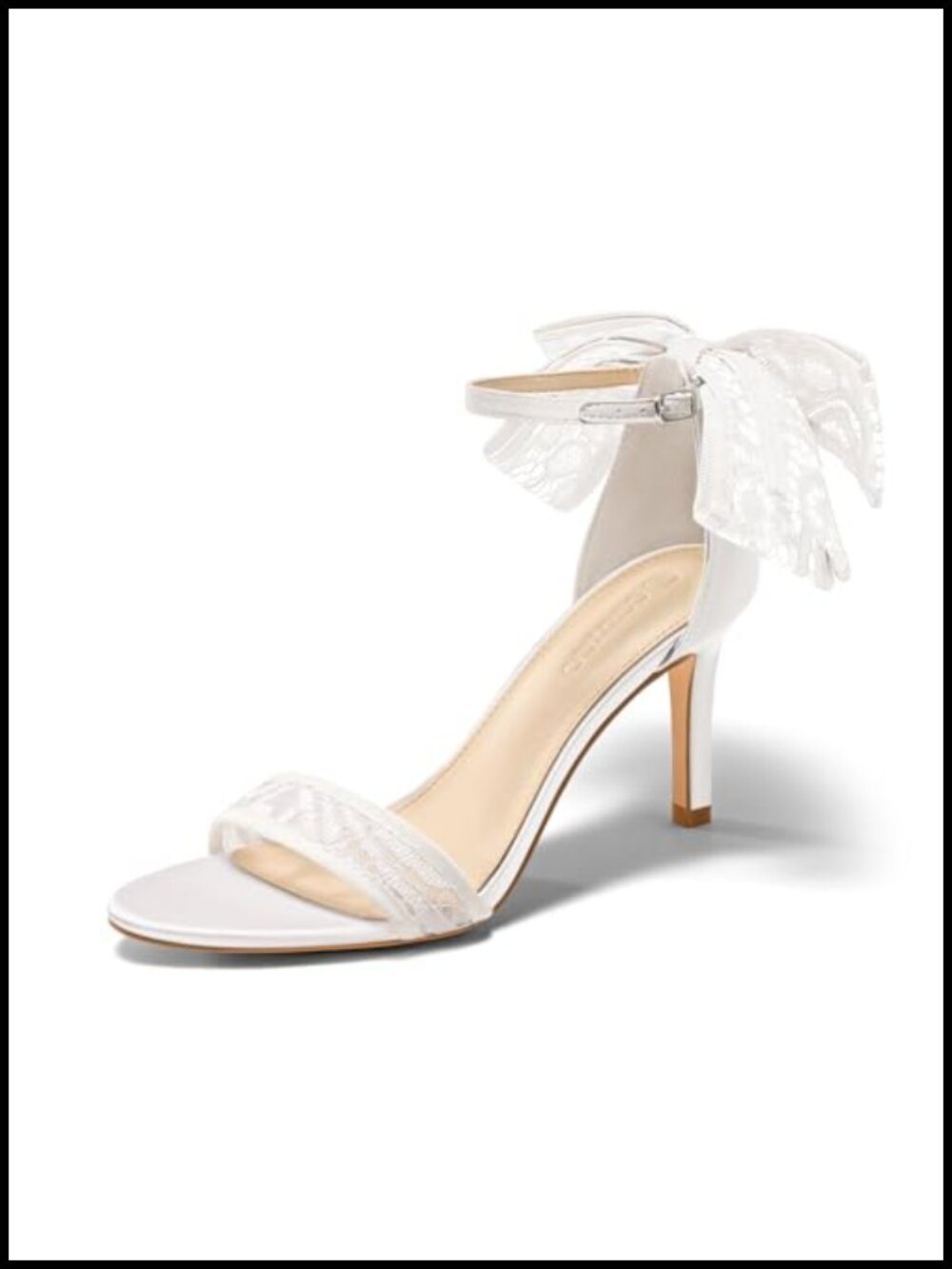 Open Toe Ankle Strap Stiletto Heel Sandals with Lace Fabric